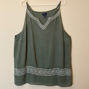 GAP embroidered sun top, sage green, Wmns XL